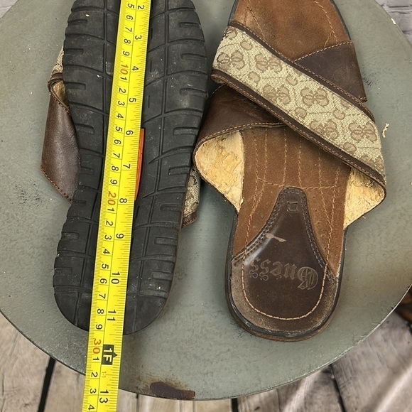 GUESS Men’s Criss Cross Sandals, Leather & Monogram Fabric Size 11.5 - Picture 8 of 9